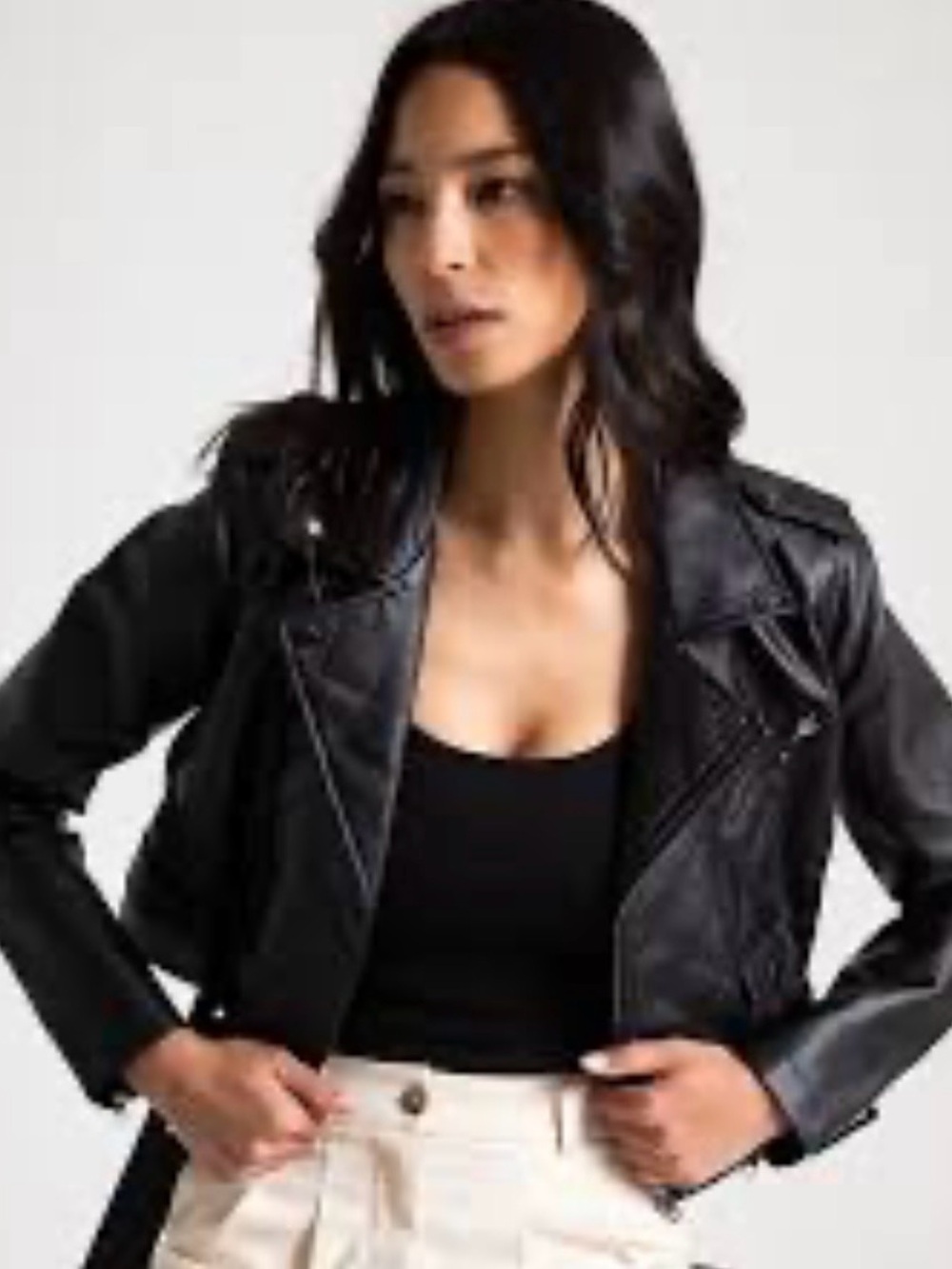 Stoosh Women's Black Faux Leather Moto Jacket